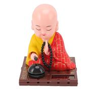 Figurine de Petit Moine, Plastique de Couleur vive, Anti-Chute, alimenté par énergie Solaire, tête de Jouet Solaire, Sonnette Automatique, Ornements solaires de Moine Bouddhiste (Rouge)