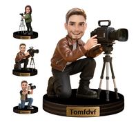 Figurine de photographe personnalisée bibelot portrait caricature bureau plaque nom plaque personnalisée dessin animé Lensman portrait sculpture ornement plaque acrylique photographie amoureux statues