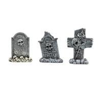 Figurine de pierres tombales miniatures d'Halloween - Pierres tombales Rip Cimetière - Statue miniature effrayante pour l'extérieur | Terrible petite figurine de pierre tombale pour l'intérieur