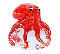 Figurine de pieuvre soufflée à la bouche en verre - Ornement d'animaux marins pour aquarium, collection d'animaux marins comme cadeau d'anniversaire, presse-papier de bureau en verre pour le bureau