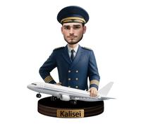 Figurine de pilote photo personnalisée - Figurine de capitaine d'avion - Plaque de bureau pour anniversaire, anniversaire de mariage - Décoration de bureau à collectionner