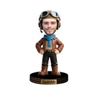 Figurine de pilote photo personnalisée Ornement Figurine de capitaine d'avion personnalisée Sculpture Plaque de bureau pour anniversaire anniversaire décoration de bureau objet de collection