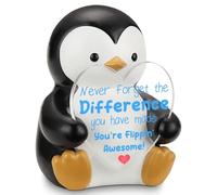 Figurine de pingouin en résine tenant un cœur en acrylique « Never Forget the Difference You Have Made » - Cadeau de remerciement pour enseignant, infirmière, collègue, ami, décoration de bureau