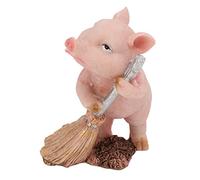 Figurine de porc miniature adorable résine de résine balayant style country 9 x 7,2 x 5,5 cm