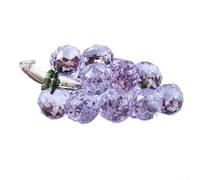 Figurine de raisin en cristal pour décoration d'intérieur, statue de fruits en verre blanc pour salon, chambre à coucher, bureau, étagère, vitrine, mariage (violet)