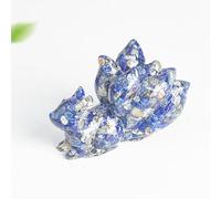 Figurine de renard à neuf queues en cristal, décor de renard en résine avec éclats de cristal naturel, ornement mystique fantastique pour bureau à domicile ou étagère de bureau, cadeau esthétique pour