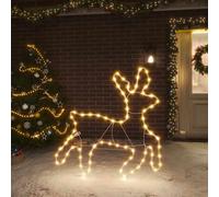 Figure de renne de Noël avec 72 LED Blanc chaud 57x55x4,5 cm Blanc G