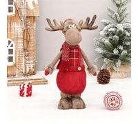 Figurine de Renne de Noël, Élan en Peluche Debout ou Assis, Décoration | Matériau en peluche douce, design rétractable, pose debout assise, parfait pour la table de fête à la maison(X)