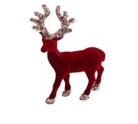 Figurine de Renne de Noël en Velours de 20 cm - Décoration de Table Festive pour cheminée, étagère, Centre de Table et décoration d'intérieur - Rouge vin