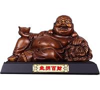 Figurine de Richesse/Décor Feng Shui Statue de Bouddha Rieur, Sculptures Feng Shui du Dieu de la Richesse Maitreya, Cadeau d'affaires pour Attirer la Richesse (Couleur : Marron)