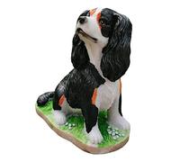Figurine de roi Charles en résine artificielle Cavalier King Charles Spaniel - Sculpture de chien terrier miniature - Statue de chiot assis - Décoration de posture