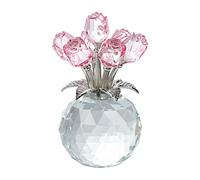 Figurine de rose en cristal avec vase, bouquet de fleurs, cadeau pour femme, petite amie, femme, fleur en cristal faite à la main, décoration de table pour la Saint-Valentin, un anniversaire de