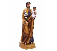 Figurine De Saint Joseph Et De L'enfant Jésus Sur Socle 20 Cm H Résine Colorée Religieuse