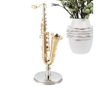 Figurine de saxophone miniature plaqué or, instrument de musique en laiton à collectionner avec étui de support pour, adultes, Noël, anniversaire, maison de