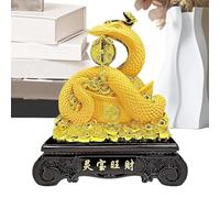 Figurine de Serpent Chinois du Nouvel an, Figurines de Serpent Nouvel an | Serpent Chinois 2025, Sculpture de décoration de Table d'animaux en résine dorée Qui Attire la Chance et la