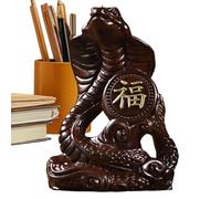 Figurine de serpent chinois, figurines de serpent en bois - Statue de serpent décorative Lucky Feng Shui Serpent, petites décorations de bureau Figurines d'animaux pour étagère de table