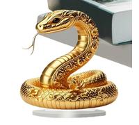 Figurine de serpent, serpent doré acrylique,Figurine de serpent acrylique 2D | Figurine de richesse Feng Shui dorée à collectionner, figurines de serpent du nouvel an chinois, décoration pour Table de