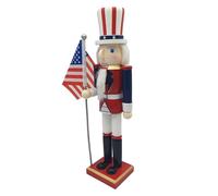 Figurine de soldat américain - Bois massif peint à la main, mascotte militaire américaine, rouge blanc bleu détaillé | Pièce d'art patrimoniale pour soutenir célébration du jour commémoratif des ancie