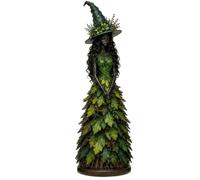 Figurine De Sorcière D'automne Enchantée - 17 cm En Résine Peinte À La Main, Statue De Sorcière De Récolte D'automne, Ornement for Halloween, Thanksgiving Et Décoration De La Maison(Green)
