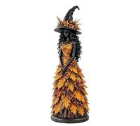 Figurine De Sorcière D'automne Enchantée - 17 cm En Résine Peinte À La Main, Statue De Sorcière De Récolte D'automne, Ornement for Halloween, Thanksgiving Et Décoration De La Maison(Yellow)