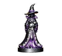 Figurine de sorcière éclairée avec chat noir pour décoration d'Halloween | Statue de sorcière en résine durable avec lumières LED craquelées conçue pour une décoration de table effrayante A