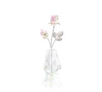 Figurine de Tulipes Roses en Cristal à Collectionner, Petite Rose en Verre avec tiges, Fleurs en Verre dans Un Vase, décoration d'intérieur pour fête de Mariage