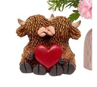 Figurine De Vache De Saint-Valentin - Décoration De Couple En Forme De Cœur | Statue D'animal De Ferme En Résine - Affichage De Sculpture Bovin Romantique, Accent De Basse-cour Rustique Affect