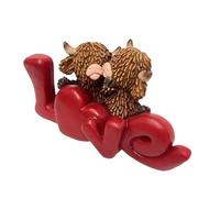 Figurine De Vache De Saint-Valentin - Décoration De Couple En Forme De Cœur | Statue D'animal De Ferme En Résine - Affichage De Sculpture Bovin Romantique, Accent De Basse-cour Rustique Affect