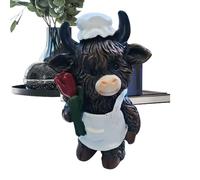Figurine de vache des Highlands - Décoration de bureau, figurine d'animal mignon | Sculpture de vache des hautes terres en résine, cadeau d'amitié, ornement décoratif pour salon, affichage de Table de