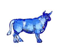 Figurine de vache en cristal de bœuf - Décoration d'intérieur - Animal à collectionner (Bleu)