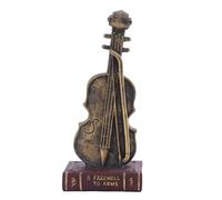 Figurine de violon miniature en résine pour décoration d'intérieur avec fond de livre ouvrable Ornements de bureau Cadeaux de fête de Noël
