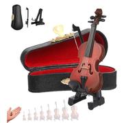 Figurine de Violon Miniature jouable, Violon Miniature en Bois avec Support, Archet et étui,Les Plus Petits violons du Monde avec Son, Accessoire de Maison de poupée ou Porte-clés(7cm (2.76 inches))