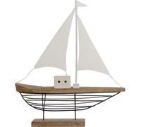 Figurine déco Home ESPRIT Blanc naturel voilier marin finition antique 54 x 15 x 61,5 cm