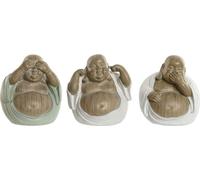 Figurine déco Home ESPRIT Blanc vert Bouddha Oriental 10 x 9 x 10,5 cm (3 pièces)