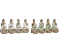 Figurine déco Home ESPRIT Blanc vert Bouddha Oriental 24 x 9 x 11 cm (2 pièces)