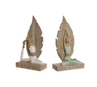 Figurine déco Home ESPRIT blanc vert Scandi 15,5 x 7,5 x 26,5 cm (2 pièces)
