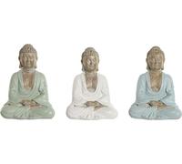 Figurine déco Home ESPRIT Blanc vert turquoise Bouddha Oriental 14 x 10,5 x 18,5 cm (3 pièces)