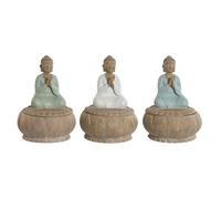 Figurine déco Home ESPRIT Blanc vert turquoise Oriental 11 x 11 x 15 cm (3 pièces)