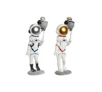 Figurine déco Home ESPRIT Bleu Blanc Rouge Femme Astronaute 16 x 12 x 41 cm (2 pièces)