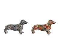 Figurine déco Home ESPRIT Coloré Chien Méditerranéen 21 x 6 x 12 cm (2 pièces)