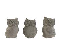 Figurine déco Home ESPRIT Gris Hibou Finition antique 10 x 9 x 14 cm (3 pièces)