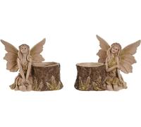 Figurine déco Home ESPRIT Marron Fée 18 x 10 x 15 cm (2 pièces)