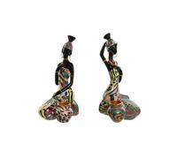 Figurine déco Home ESPRIT Multicolore Africaine 9 x 7 x 16,5 cm (2 pièces)