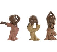 Figurine déco Home ESPRIT Orange Corail Vert fluo Résine Moine Oriental 11,5 x 5,5 x 14,5 cm (3 pièces)