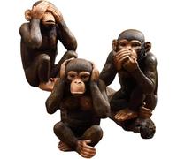Figurine Décorative 3 Sites de Sagesse, Ornement Artisanal Créatif Feng Shui - Décoration Statuette Les Trois Singes, Statue du Singe de la Sagesse - Ne Parle De Rien, Voir, Entendre,Résine
