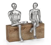 Figurine décorative amis assis ensemble moderne sur bloc en bois 15 x 7,5 x 14,5 cm - Sculpture abstraite d'amitié cohésion famille salon bureau étagère table décoration idée cadeau