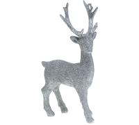 Figurine décorative Cerf argenté paillettes 25cm x 12cm Noël décoration hivernale résine synthétique