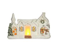 Figurine décorative de Noël LED Maison légère Blanc Résine polyester 13 x 26,5 x 43 cm