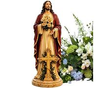 Figurine décorative d'extérieur en résine avec lumineuse à LED | Statue Sainte Mère Marie pour jardin, terrasse, balcon, pelouse, cour, église