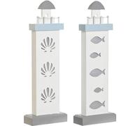 Figurine décorative DKD Home Decor 14 x 5,5 x 40 cm Bleu Blanc Phare Spirales Coquille Méditerranée (2 pièces)